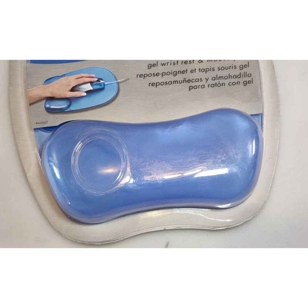 Fellowes Gel Crystals Mouse Pad w/Wrist Rest Rubber Back 8 x 9-/4 Blue #862439